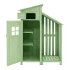 Massief Houten Tuinhuis Met Pvc Schuin Dak - 2 Planken 3 Klapdeuren - L124 X D46 X H174 Cm - Groen