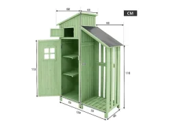 Massief Houten Tuinhuis Met Pvc Schuin Dak - 2 Planken 3 Klapdeuren - L124 X D46 X H174 Cm - Groen