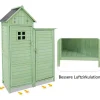 Massief Houten Tuinhuis Met Pvc Schuin Dak - 2 Planken 3 Klapdeuren - L118 X D54 X H173 Cm - Groen