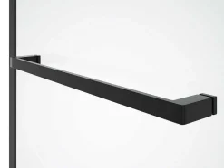 Matzwart Badscherm Met Handdoekhouder En Draaibare Retour - (70 + 30) X 140 Cm - Primael