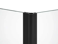Matzwart Badscherm Met Handdoekhouder En Draaibare Retour - (70 + 30) X 140 Cm - Primael