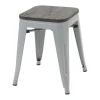 Mcw-A73 Kruk (Set Van 6) Houten Zitting, Grijs