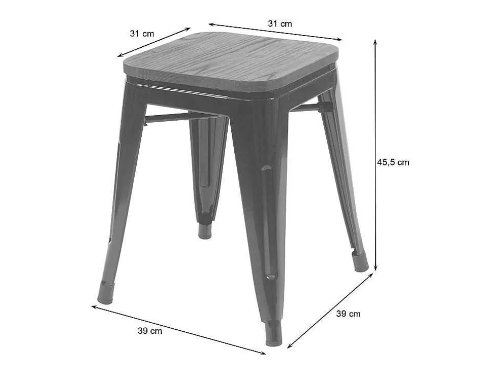Mcw-A73 Kruk (Set Van 2) Houten Zitting, Grijs