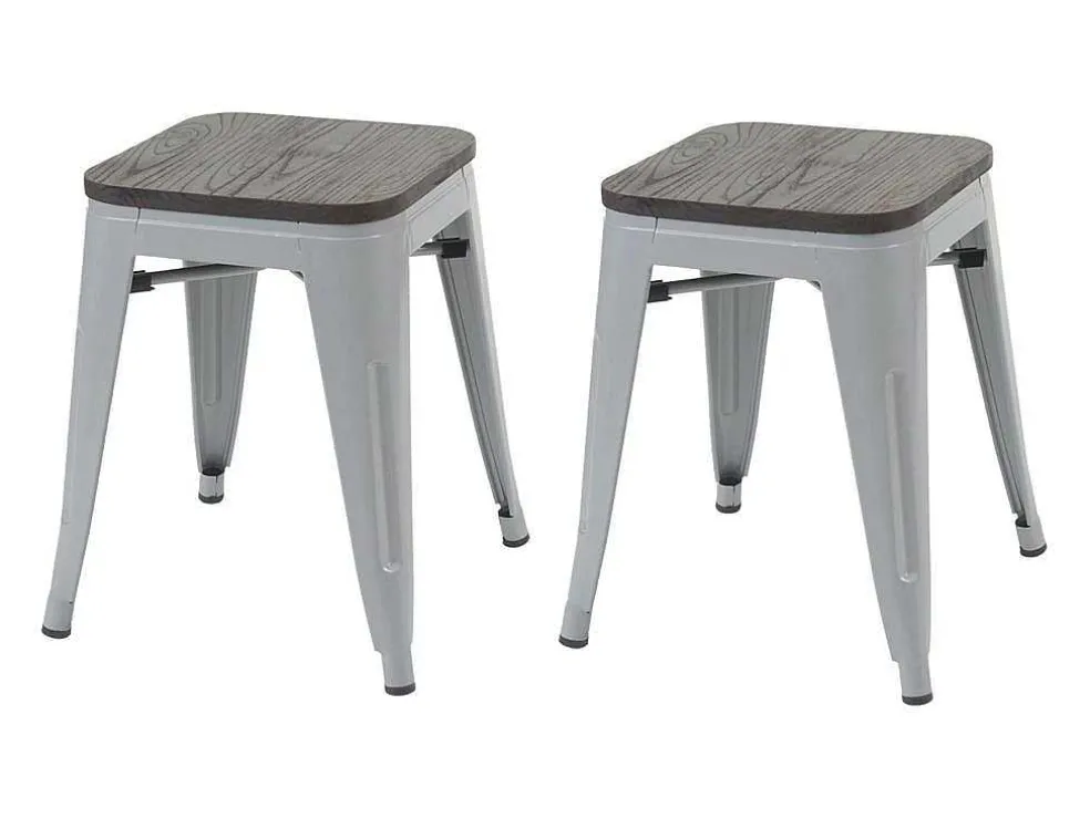 Mcw-A73 Kruk (Set Van 2) Houten Zitting, Grijs