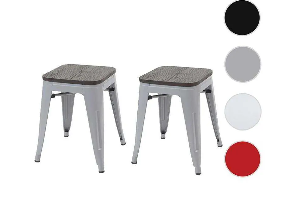 Mcw-A73 Kruk (Set Van 2) Houten Zitting, Grijs
