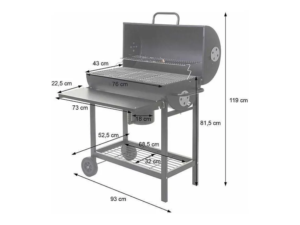 Mcw-F70 Barbecuetrolley Met Deksel En Plank