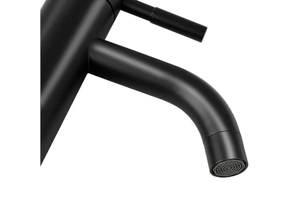 Mechanische Mengkraan Met Ronde Vorm Van Geborsteld Roestvrij Staal - Mat Zwart - H17 Cm - Salavan