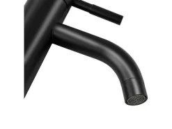 Mechanische Mengkraan Met Ronde Vorm Van Geborsteld Roestvrij Staal - Mat Zwart - H29.6 Cm - Salavan