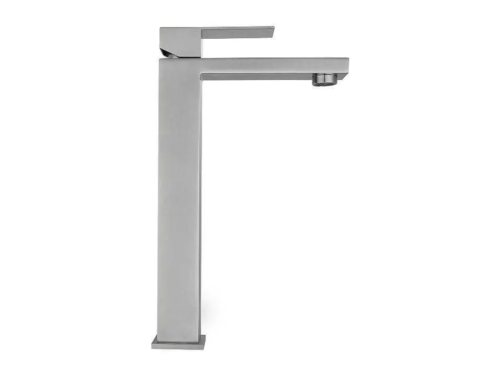 Mechanische Mengkraan Met Vierkante Vorm Van Roestvrij Staal - Geborsteld Nikkel - H31 Cm - Canilas
