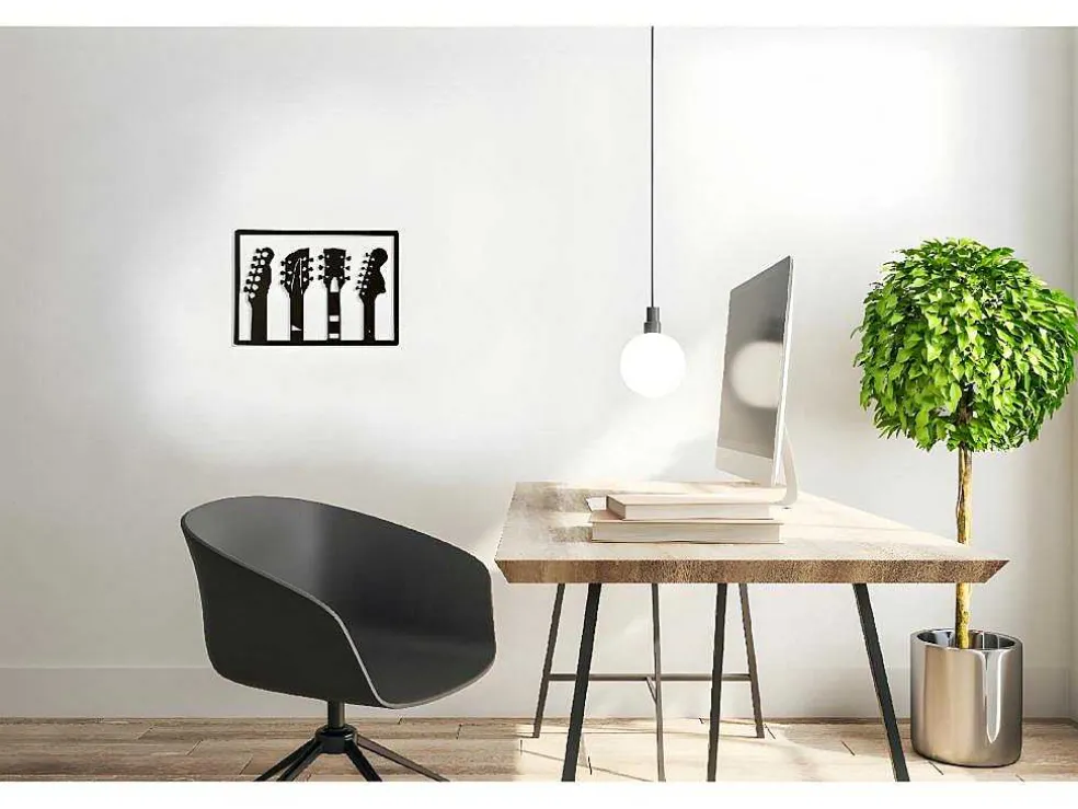 Metalen Decoratie Gitaar 19, Zwart, 46X1,5X32 Cm, Epikasa