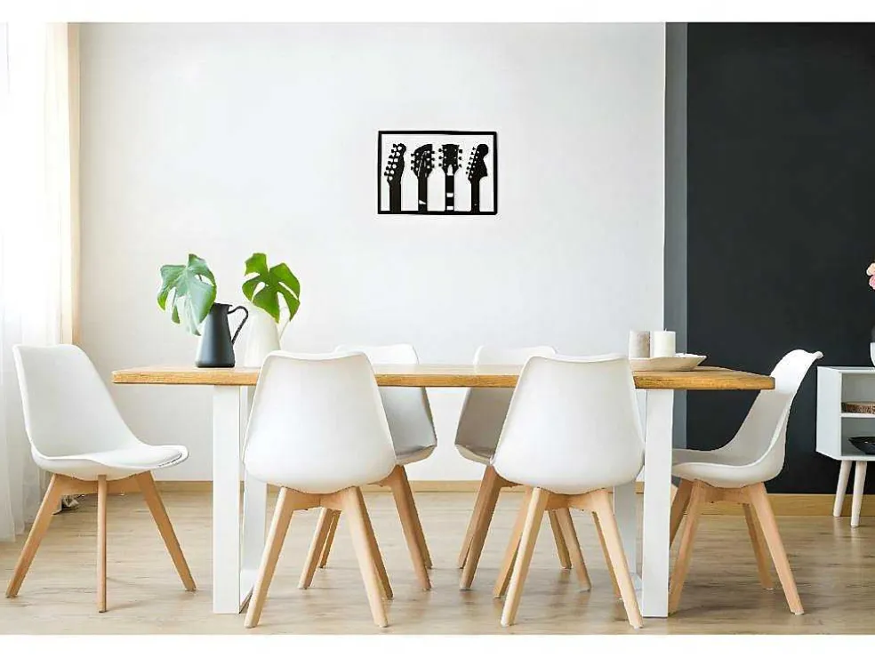 Metalen Decoratie Gitaar 19, Zwart, 46X1,5X32 Cm, Epikasa