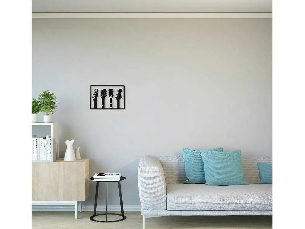 Metalen Decoratie Gitaar 19, Zwart, 46X1,5X32 Cm, Epikasa