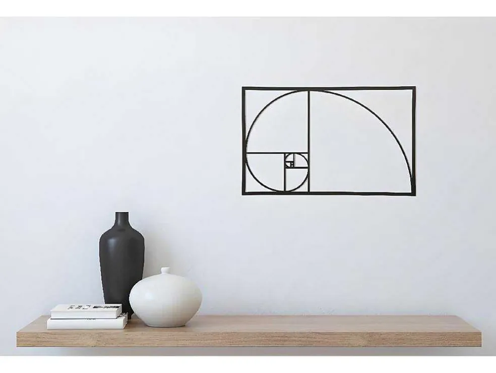 Metalen Decoratie Gouden Sectieverhouding, Zwart, 53X1,5X35 Cm, Epikasa