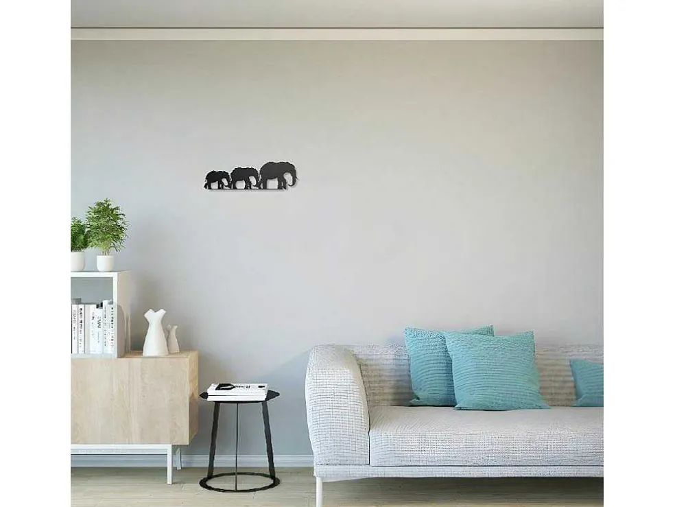 Metalen Decoratie Olifant 4, Zwart, 50X1,5X15 Cm, Epikasa