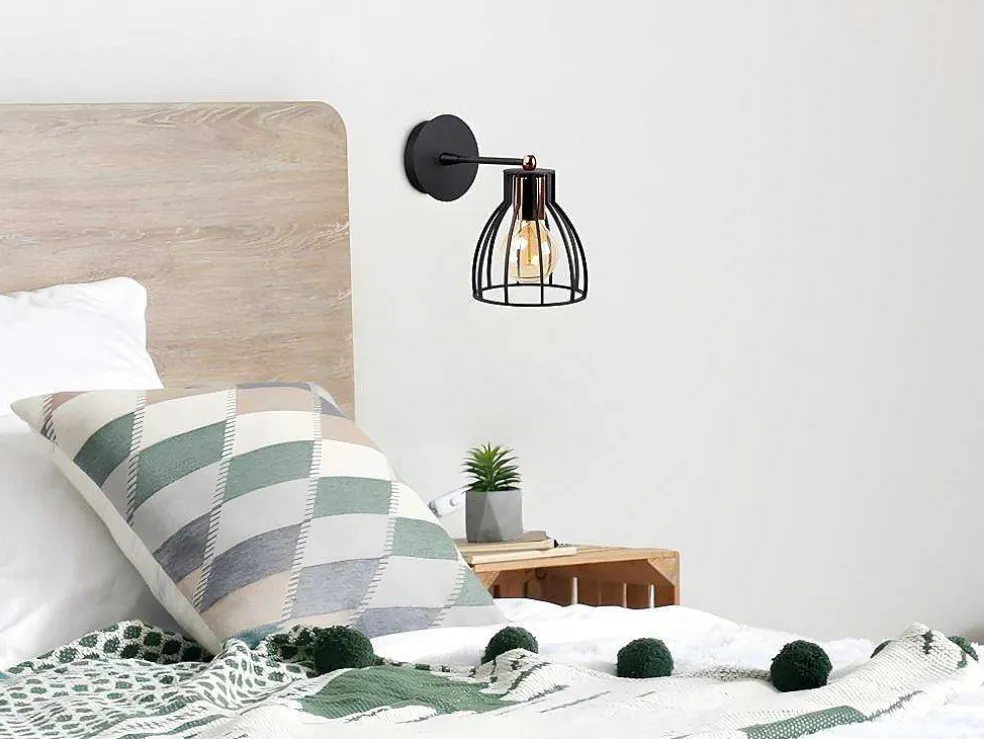 Metalen Wandlamp Kemah - D15 Cm X H24 Cm - Zwart