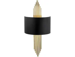 Metalen Wandlamp Sangarius - B22 X H75 Cm - Zwart En Goud