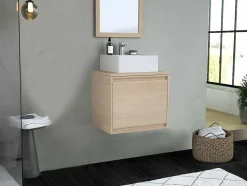 Meubel Onder Wastafel Met Engelse Lade - Eikenfineer - 60 Cm - Mesliva