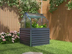 Mini-Tuinkas Van Polycarbonaat En Structuur Van Aluminium - L120 X B120 X H169 Cm - Antraciet - Genista