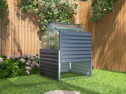 Mini-Tuinkas Van Polycarbonaat En Structuur Van Aluminium - L120 X B120 X H169 Cm - Antraciet - Genista