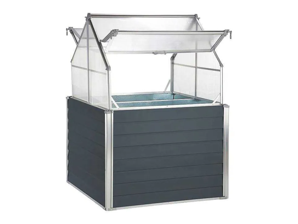 Mini-Tuinkas Van Polycarbonaat En Structuur Van Aluminium - L120 X B120 X H169 Cm - Antraciet - Genista
