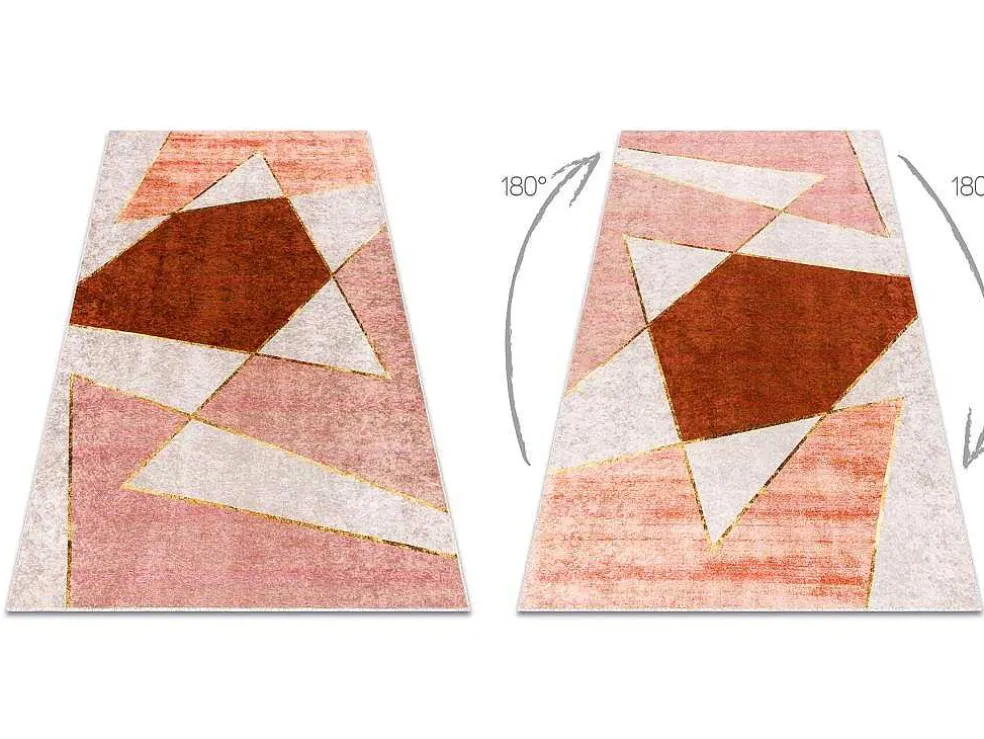 Miro 52097.802 Tapijt Wasbaar Geometrisch Antislip - Roze 120X170 Cm