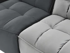 Moduleerbare Relaxhoekbank Van Fluweel - Lichtgrijs En Antraciet - Alford