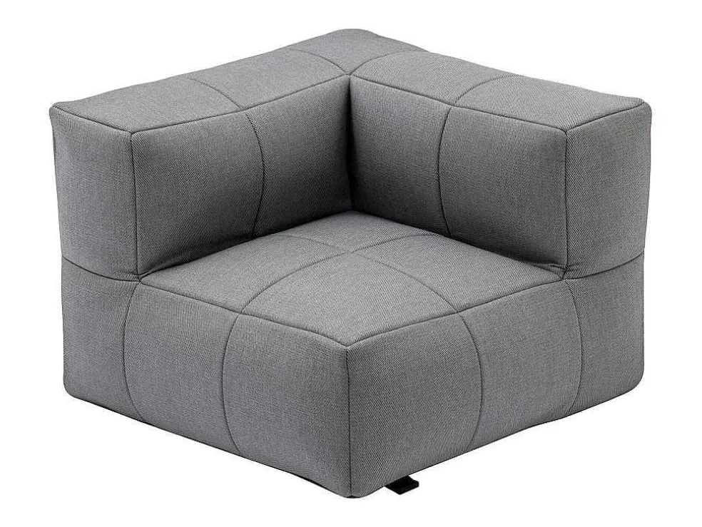 Moduleerbare Tuinzithoek 5 Plaatsen Van Stof: 3 Fauteuils, 1 Hoek, 1 Poef En 1 Salontafel - Antraciet - Livai Van Mylia