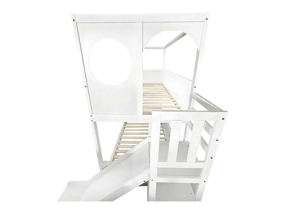 Multifunctioneel Stapelbed Voor Kinderen - Met Ladder En Glijbaan - 2X90X200Cm - Massief Hout - Wit