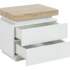 Nachtkastje - 2 Lades - Gelakt Mdf - Met Ledverlichting - Kleur: Wit En Eiken - Halo Ii