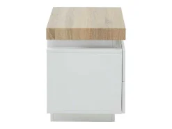 Nachtkastje - 2 Lades - Gelakt Mdf - Met Ledverlichting - Kleur: Wit En Eiken - Halo Ii