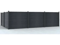 Omheining H156 Cm - Set Van 6 Latten In Composiet + 1 Antraciet Paal - Enola