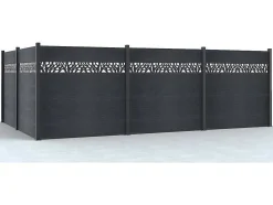 Omheining H181 Cm - Set Van 7 Latten In Composiet Met Motief + 2 Antraciet Palen - Enola