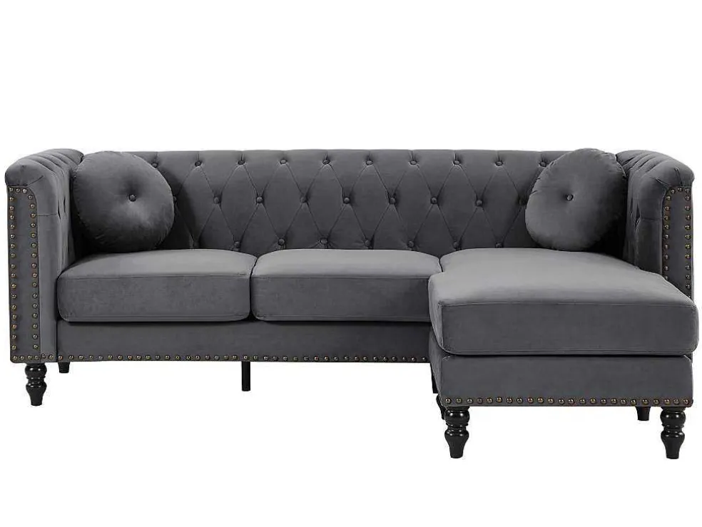 Omkeerbare Hoekbank Van Antracietkleurig Velours Turner