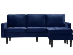 Omkeerbare Hoekbank Van Fluweel Fleuet - Donkerblauw