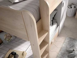 Omkeerbare Hoekstapelbed Ricardo - 2 X 90X190Cm - Opbergruimte - Eiken En Wit