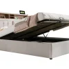 Opbergbed 160X200Cm In Linnenstof Met Usb-Poort - Verstelbaar Hoofdeinde En Lattenbodem - Beige