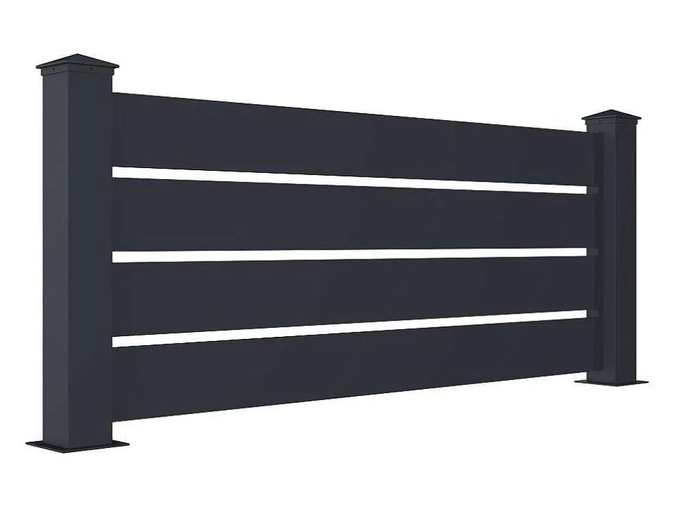 Opengewerkt Hek H80,3 X L188,6 Cm In Donkergrijs Aluminium - Primo