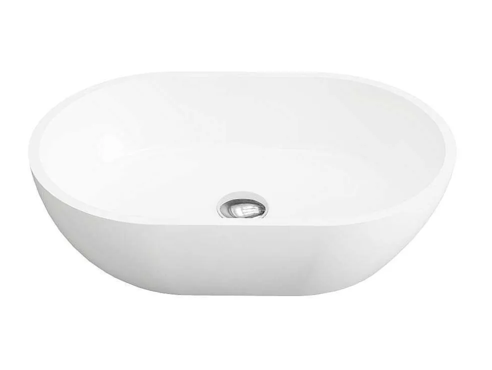 Ovale Wastafel Van Solid Surface - Wit - 58 Cm - Sengli