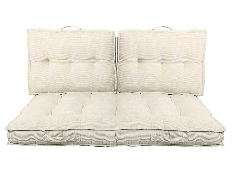 Palletkussen Van Ribfluweel - L120 X D80 Cm - Beige - Baila