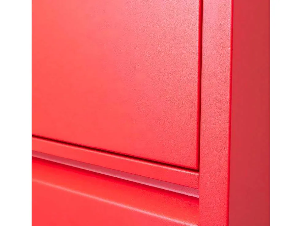 Pisa Schoenenkast Rood Metaal Met 9 Vakken.
