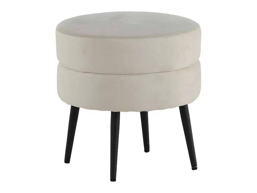 Pot Poef O40Cm Velours Beige.