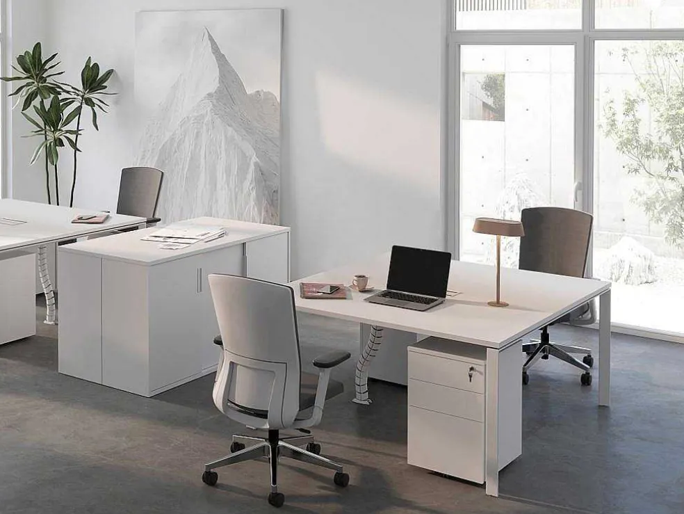 Professioneel Bureau Voor 2 Personen - Wit - L160 Cm - Downtown