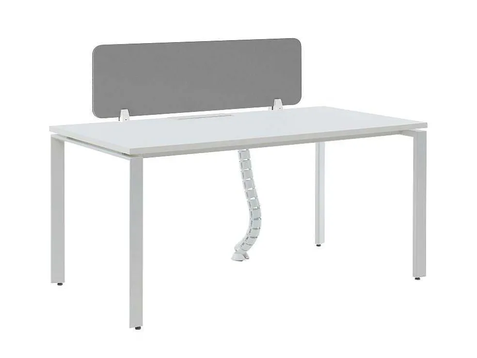 Professioneel Bureau Voor 1 Persoon - Wit - L160 Cm - Met Afscheiding - Downtown