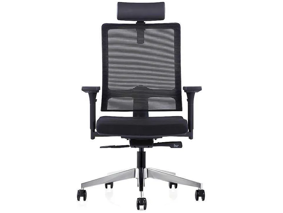 Professionele Ergonomische Bureaustoel - Met Hoofdsteun - Stof - Zwart - Wallstreet
