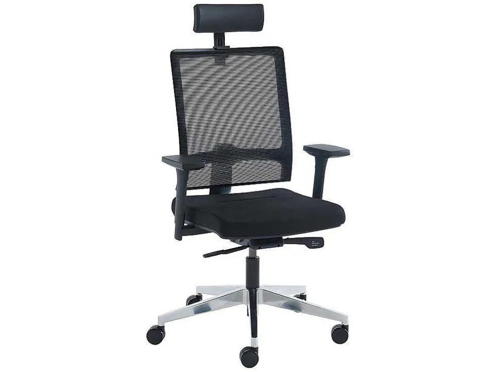 Professionele Ergonomische Bureaustoel - Met Hoofdsteun - Stof - Zwart - Wallstreet