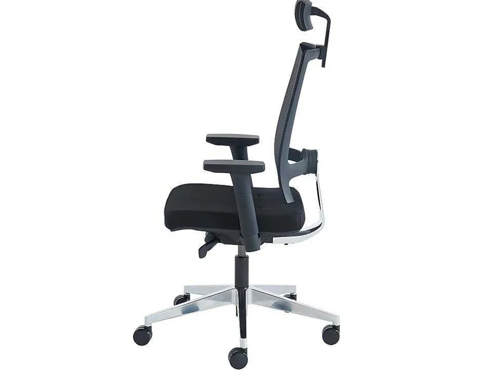 Professionele Ergonomische Bureaustoel - Met Hoofdsteun - Stof - Zwart - Wallstreet