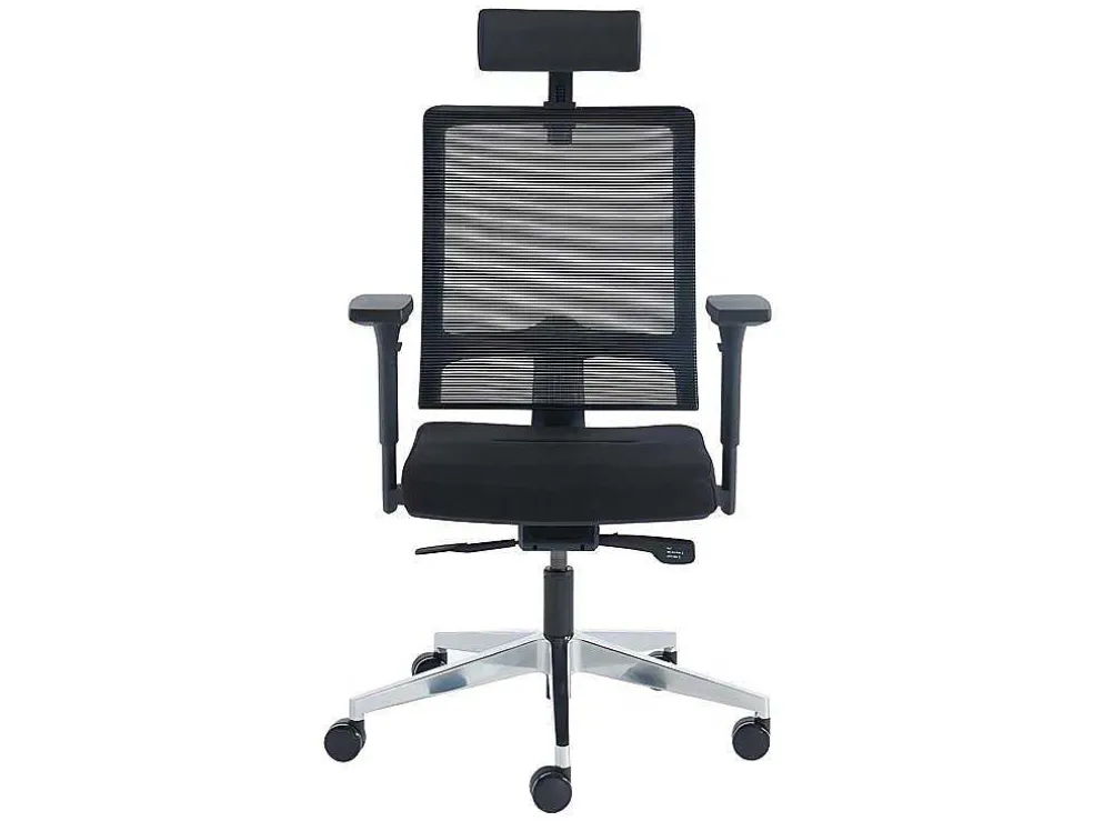 Professionele Ergonomische Bureaustoel - Met Hoofdsteun - Stof - Zwart - Wallstreet