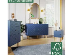 Ragement Ladekast Voor Slaapkamer - 3 Lades - Donkerblauw