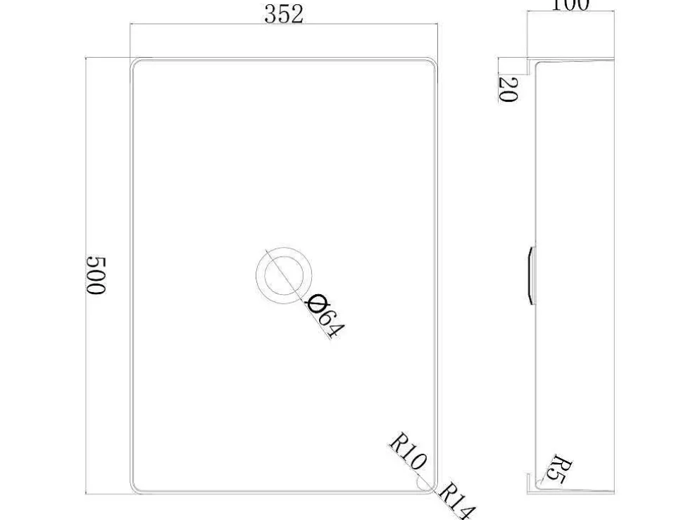 Rechthoekige Wastafel Om Te Plaatsen - Geborsteld Goudkleurig - L50 X B35,2 Cm - Demarquy