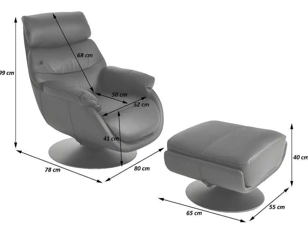 Relaxfauteuil Met Kruk Mcw-K99, Taupe